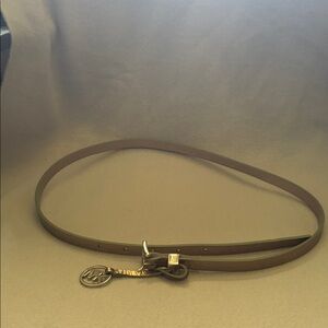 Michael Kors Gold Leather Belt with Silver MK Charm Accent